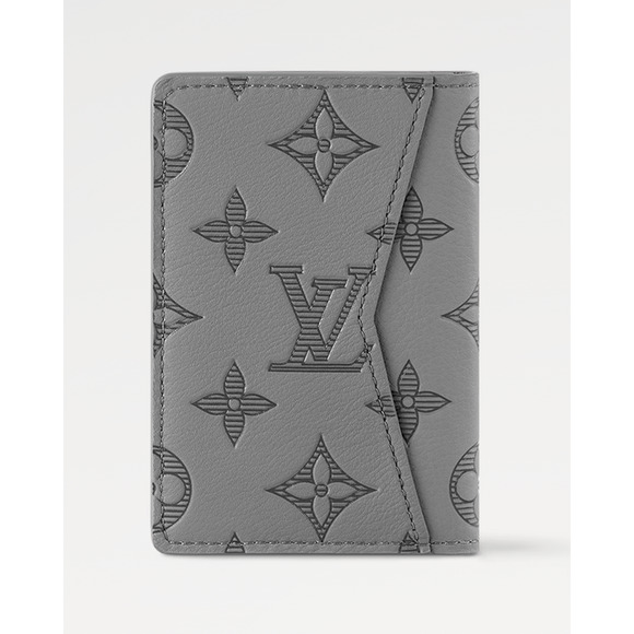 Louis Vuitton Monogram Shadow Grey Leather Logo Pocket Organizer Card Wallet - Picture 5 of 12